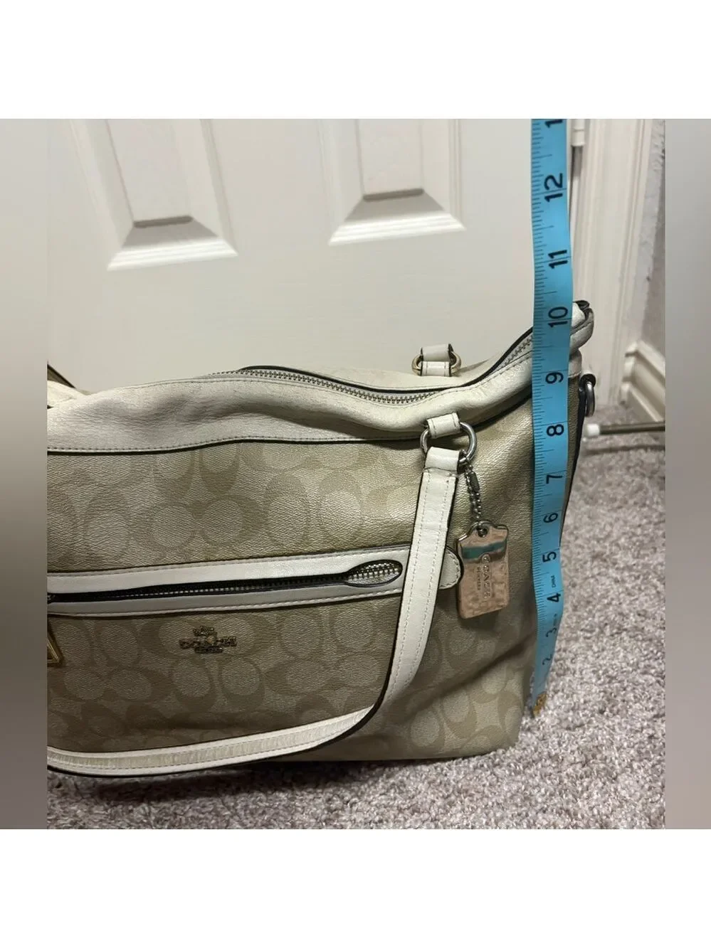 Coach Signature Tyler tote white tan shoulder bag purse 2016 clean authentic GUC